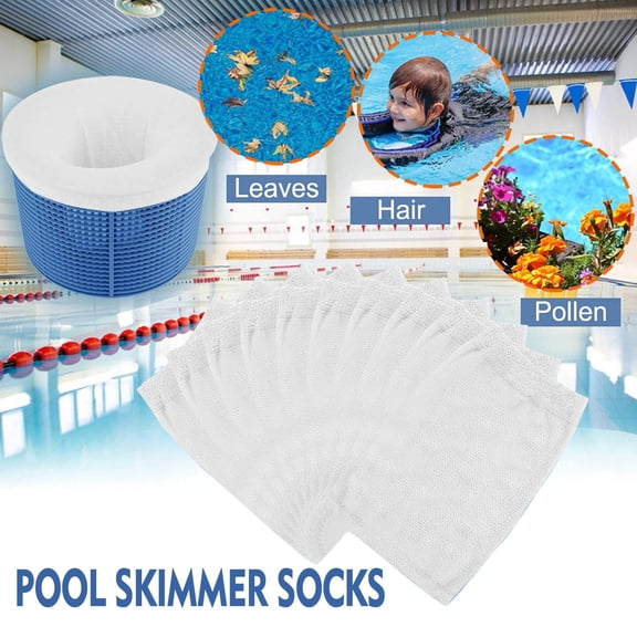 20-Pack Pool Skimmer Socks for Inground and Above Ground Pools, Ultra Fine Mesh Screen Filter Net Liner for Skimmer Baskets to Leaves and Debris