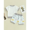 thumbnail image 5 of FEORJGP Toddler Baby Boy Summer Outfits 0-3Y Infant Short Sleeve T-Shirt Dinosaur Embroidery Shirt Crew Neck Tops + Pocket Shorts Set Newborn Loose Casual Clothes, 5 of 9