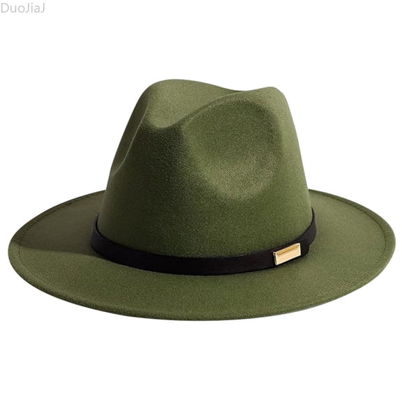 DuoJiaJ Unisex Classic Jazz Fedora, French Style Wool Hat for Retro Outfits Green One Size