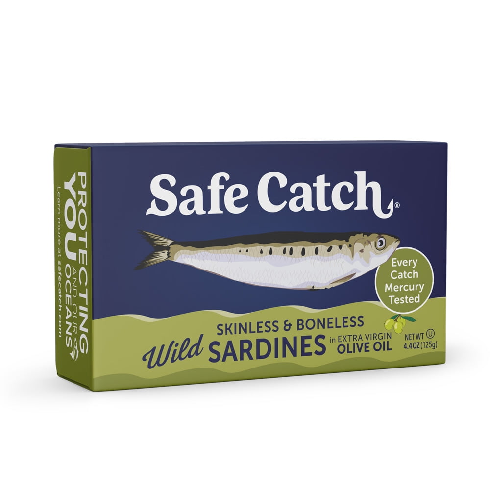 Safe Catch Wild Skinless & Boneless Sardines in Extra Virgin Olive Oil, 4.4 oz – Mercury Tested Sardines in Olive Oil