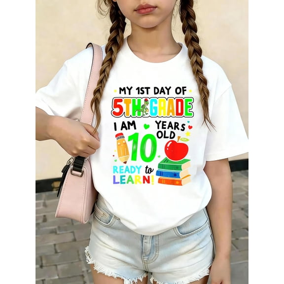 1st Day of 5th Grade 10 Years Old First Day of Fifth Grade Kids T-Shirt