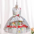 thumbnail image 2 of Girls Casual Dress Bowknot Cartoon Snowflake Cute Print Sweet Trendy Fit Clothes Gown Comfy Lovely Dailywear Fashion New Dresses, 2 of 8