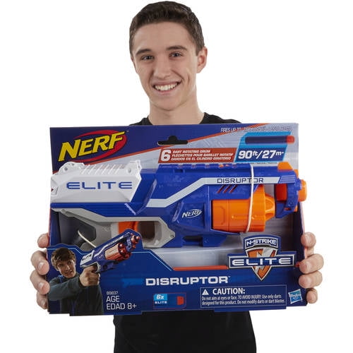 NERF Disruptor Elite Blaster - 6-Dart Rotating Drum, Slam Fire, Includes 6  Official Nerf Elite Darts - for Kids, Teens, Adults