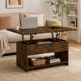 thumbnail image 2 of Manxile Farmhouse Lift Top Coffee Table, Wooden Coffee Table with Hidden Compartments and Shelves for Living Room, 2 of 7