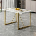 thumbnail image 3 of Noble House 55" Minimalist Retro Rectangular Dining Table,White Grain MDF Top,White+Gold, 3 of 10
