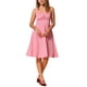 thumbnail image 2 of Vestido sin mangas de cuadros Gingham para mujer Inspire Chic, vestido midi fluido con fruncidos y diseño vintage en rojo, talla XS, 2 of 6