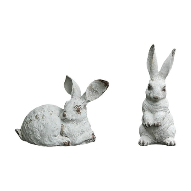 2 Piezas Conejo Figuras Esculturas Animales Decorativas Ornamentos de Resina Diseño Encantador Adecuadas para Regalo Decoración Hogar Oficina Jardín