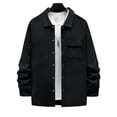 thumbnail image 5 of LTTVQM Men's Corduroy Jackets Full Button Front Pocket Ribbed Sleeve Stand Collar Casual Fall Winter Coats Black 2XL, 5 of 5