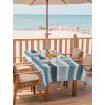 thumbnail image 2 of Outdoor Tablecloth with Umbrella Hole for Patio/Picnic/Party/Camping, Vintage Blue Striped Waterproof Table Cloth Rectangle Table Cover Washable, Farmhouse Stripes Retro Art (60"x 120"), 2 of 8