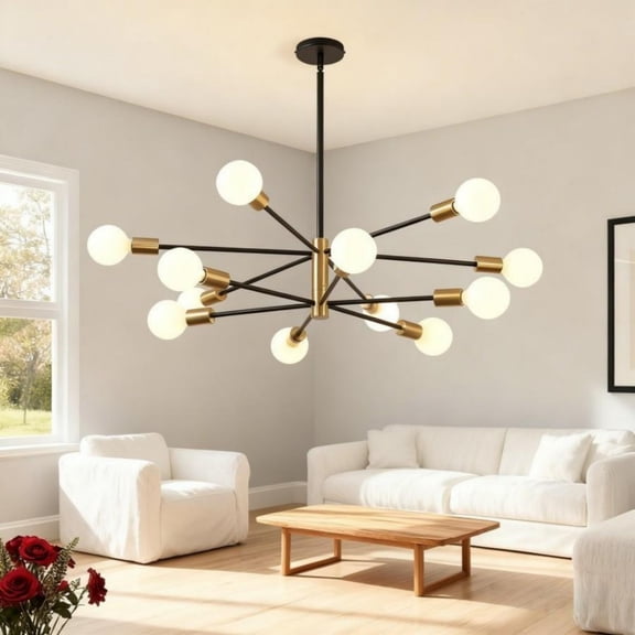 12 modern Sputnik chandeliers, medieval chandeliers, dining room lights, black gold chandeliers for bedrooms, living rooms, and kitchens
