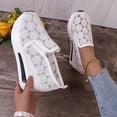 thumbnail image 5 of Women's Lace Mesh Wedge Heel Casual Shoes Air Cushion Platform Slip On Sneakers Daily Commute Work Shopping Casual Footwear White 40, 5 of 9