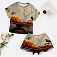 thumbnail image 4 of Halloween Ghosts Horror Pumpkin Pajama Set for Women 2 Piece Sleepwear Loungewear Short Sleeve, 4 of 7