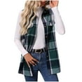 thumbnail image 2 of Weiqiqre Women's Vest Plaid Vest Button Down Sleeveless Lapel Neck Long Vest Tops Outerwear Casual Flannel Waistcoat Jackets, 2 of 8
