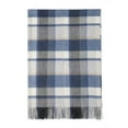 thumbnail image 3 of STP GOODS Scottish Plaid Wool Throw Blanket with Fringe 74.8x55.1" (190x140 cm) Tartan Throw Wrap Wool Blanket for Couch Sofa or Bed 100% Wool Throw, Blue and White, 3 of 7