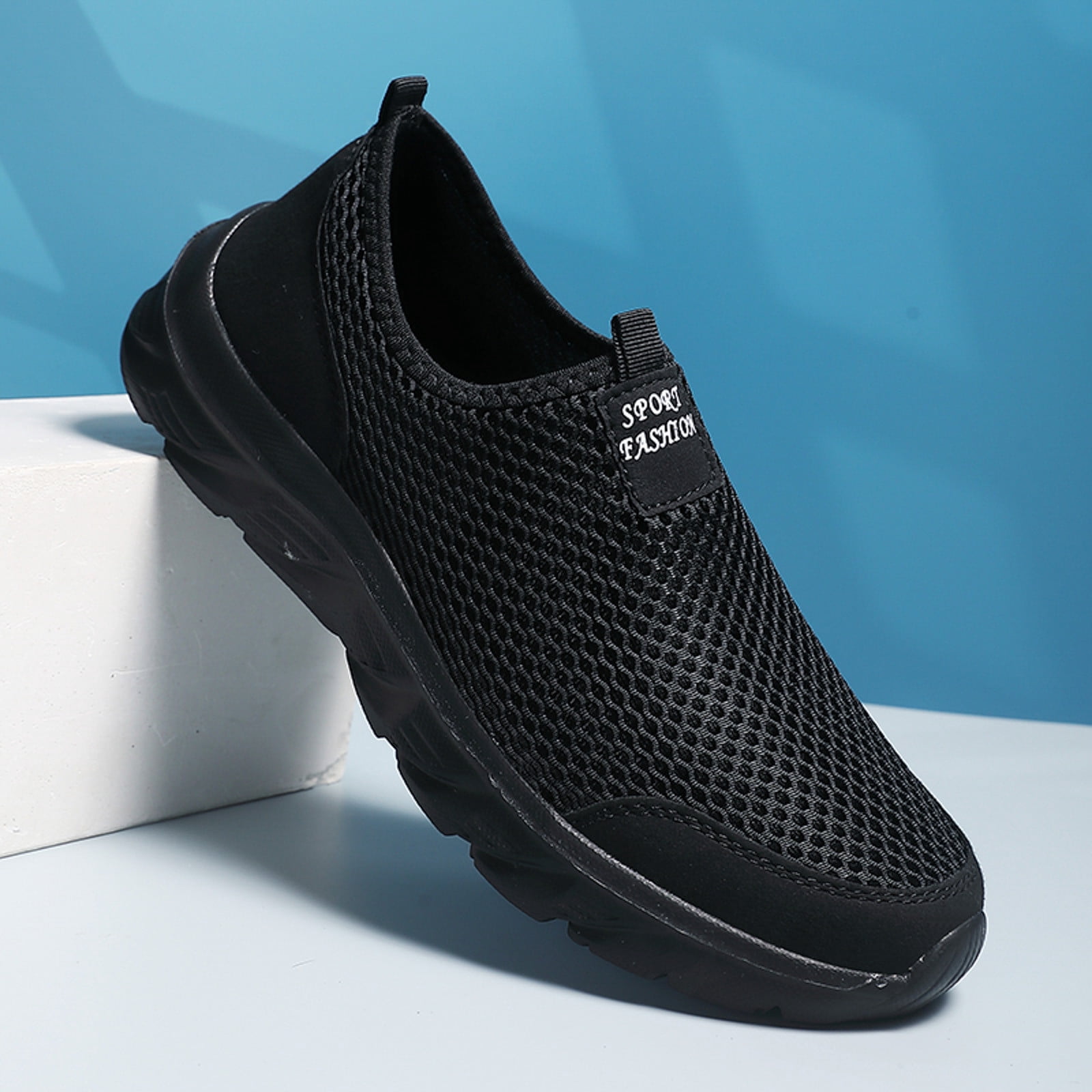 Caqnni Men's Casual Sneakers Lightweight Support Walking Tennis (Black,40)