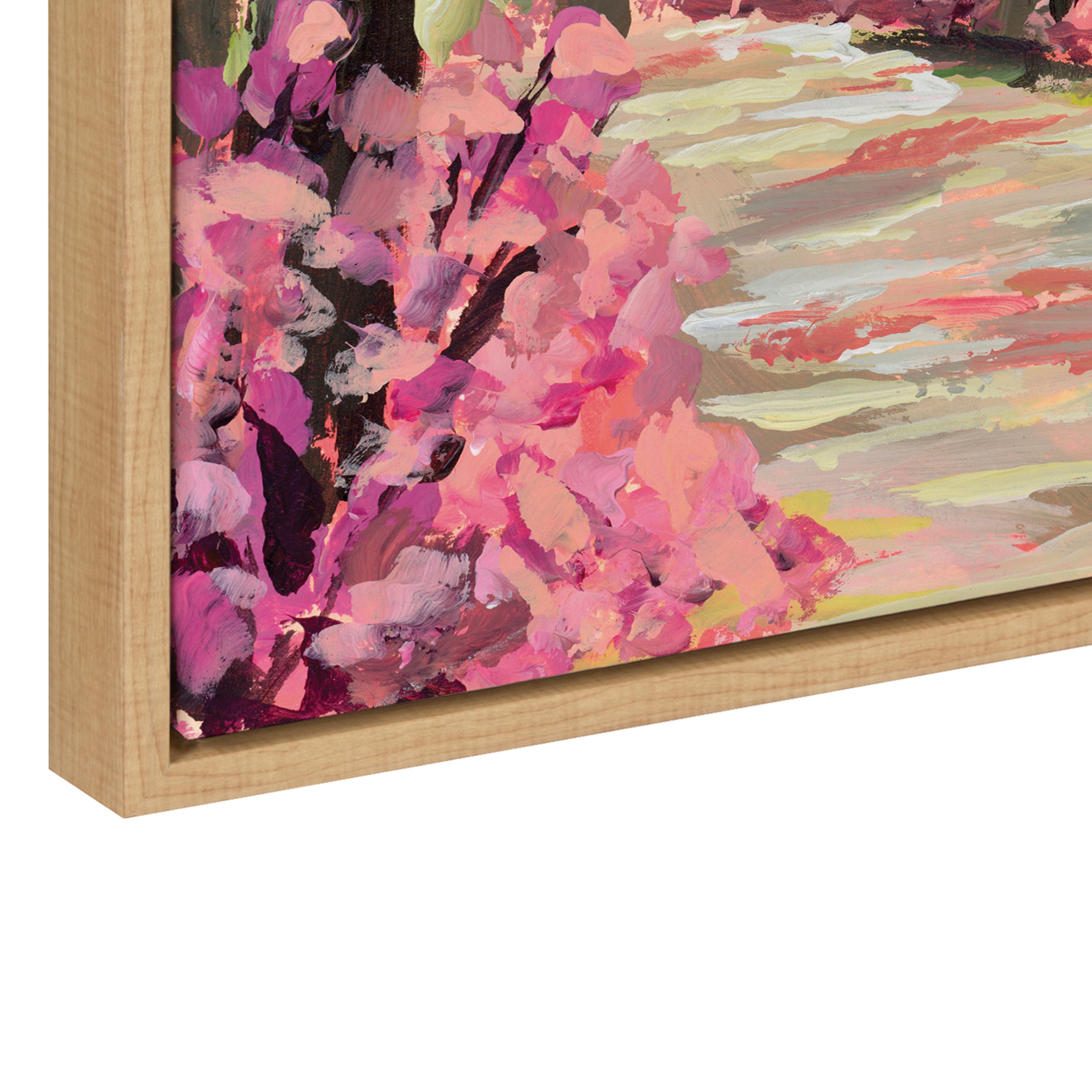 Woven Paths Sylvie Savannah Framed Canvas Wall Art by Emily Kenney, 18x24 Natural, Painterly Nature Landscape Art