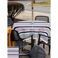 thumbnail image 5 of Outdoor Tablecloths with Umbrella Hole & Zipper, Pink Grey Striped 54x54 Inch Square Tablecloths, Farmhouse Stripes Modern Abstract Art Waterproof Table Cloth, Patio/Pool/Picnic Table Covers, 5 of 8