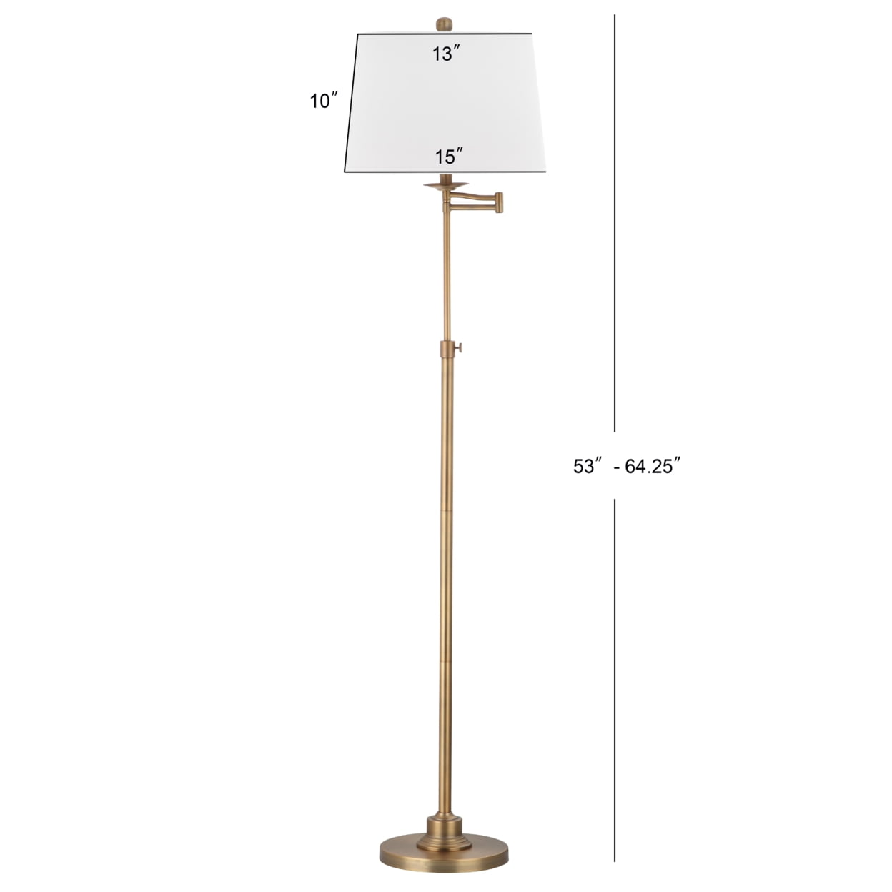 SAFAVIEH Nadia 64.25 in. H Solid Glam Floor Lamp, Gold/Off-White Shade