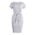 thumbnail image 4 of Sinhoon Summer Dresses for Women , Women Casual Crewneck Straps Short Sleeve Striped Printing Loose Dress, 4 of 8