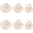 thumbnail image 1 of Juego de tapones de goma para fregadero, tapón de desagüe para lavabo con anillo colgante para bañera, cocina y baño, 3 tamaños, 6 piezas (Beige) JM, 1 of 5