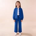thumbnail image 6 of Diufon Casual 2 Piece Outfits for Girls Long Sleeve Loungewear Button Up Shirt Sets Solid Color Workout Clothing, 6 of 6