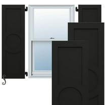 Ekena Millwork 12"W x 26"H EnduraCore Center Circle Arts & Crafts Shutters, Black