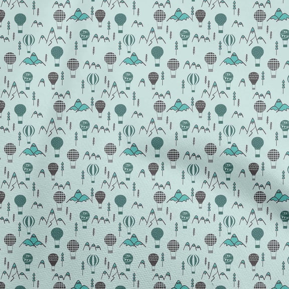 oneOone Polyester Spandex Turquoise Blue Fabric Kids Sewing Material Print Fabric By The Yard 56 Inch Wide