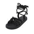 thumbnail image 2 of EliteGoogv Womens Lace Up Sandals Roman Style Flat Sandals Comfortable On Sandals Breathable Beach Summer Shoes For Women Casual Walking Footwear Black US :7, 2 of 8