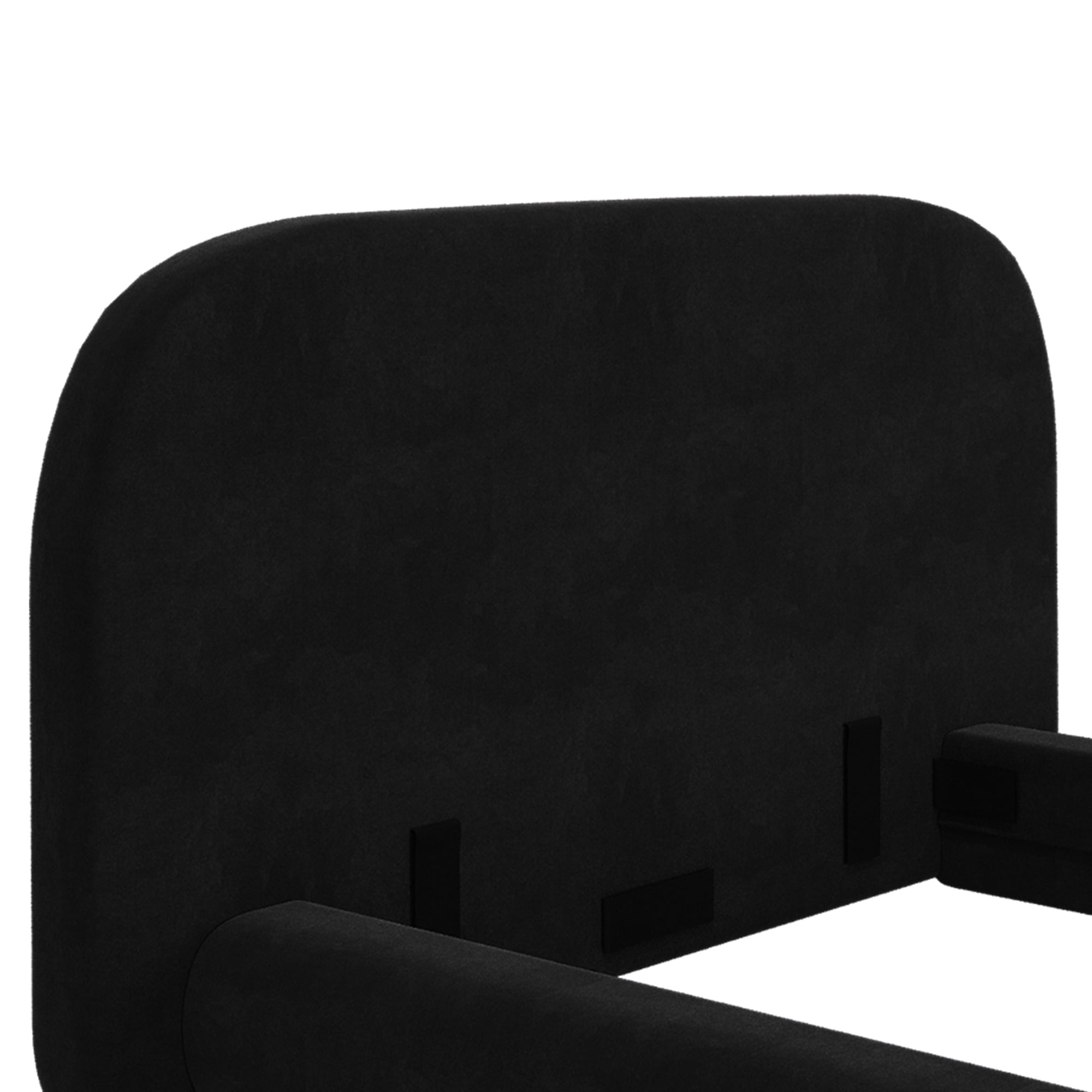 Uforic King Size Velvet Upholstered Platform Bed Frame, Modern Cloud Soft Bed with Rounded Corner Headboard & Footboard, Black