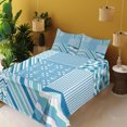 thumbnail image 2 of Ambesonne Chevron Fitted & Top Sheet Set with Shams, Zigzags Wavy Anchor, Turquoise Teal Blue, 2 of 5