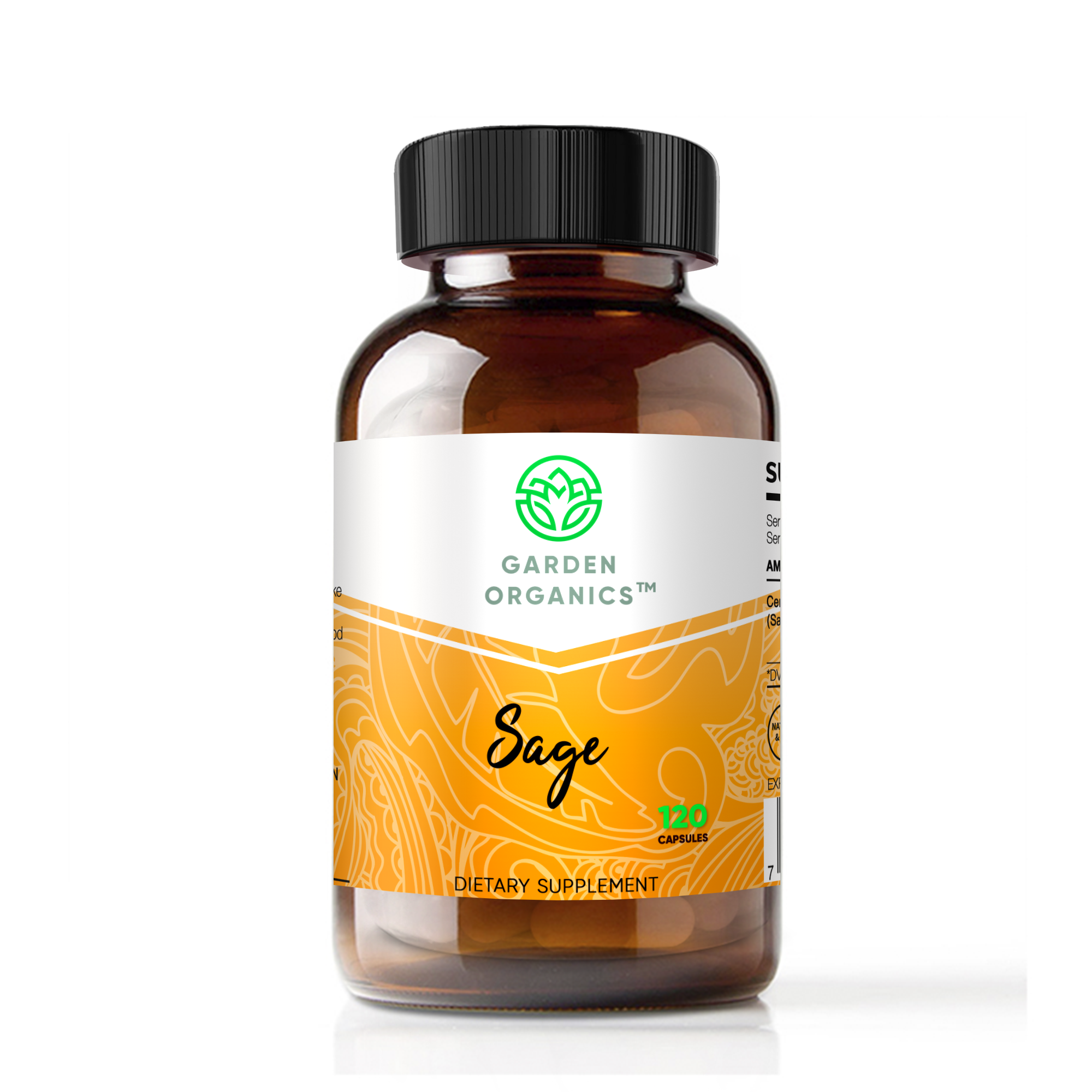 Garden Organics Sage 120 Capsules, 400 mg, Organic Sage (Salvia