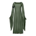 thumbnail image 6 of LEAVINGSUO Fall Dresses for Women 2023 Fashion Casual Round Neck Dress Long Sleeve Women Printed Women's Dress Long Dresses Army Green XXL, 6 of 7