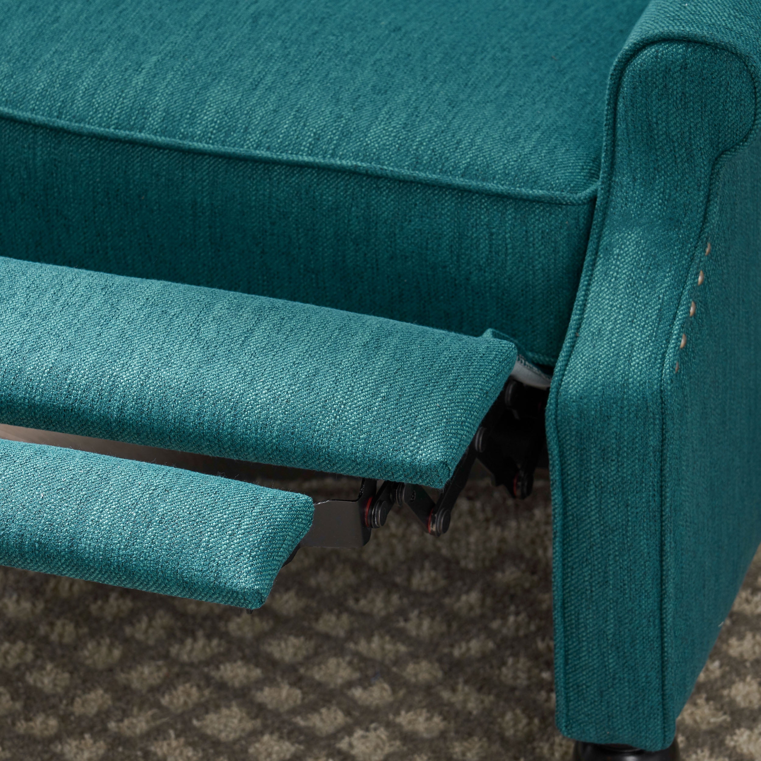 Noble House Albert Oversized Tufted Fabric Push Back Recliner, Blue