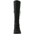 thumbnail image 4 of GLOBALWIN Women's Chunky Heel Black Lace Up Back Knee High Fashion Boots 10M, 4 of 7