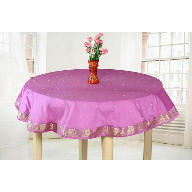 Lavender Handmade Sari Oblong Tablecloth India 80 Round Com Handmade Sari Oblong Tablecloth India, 80 Round Tablecloth