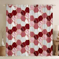 Castle Fairy Geometric Honeycomb Blackout Curtains Set of 2 (52x84 Each) for Boys Girls,Gradient Marble Window Curtains,Abstract Marbling Hexagon Curtains and Drapes,Luxury Bedroom Decor