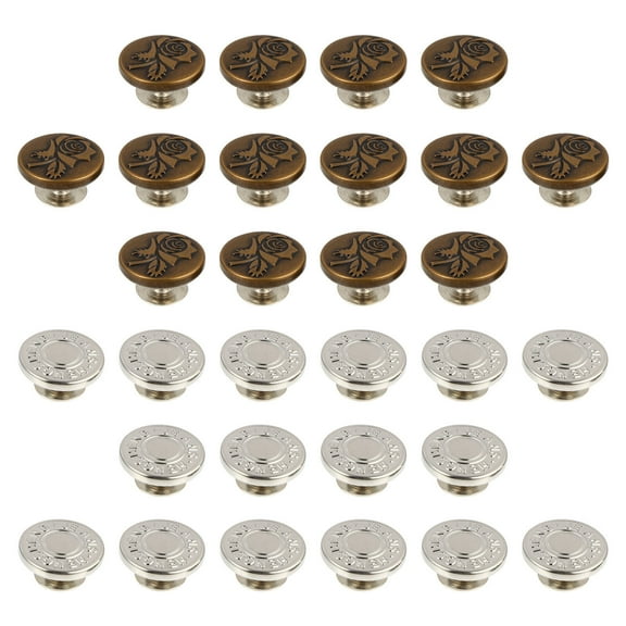 STRANDCHIC 40pcs Metal Jeans Snap Buttons Replacement Antique Bronze for Sewing Crafts and Clothing Repairs