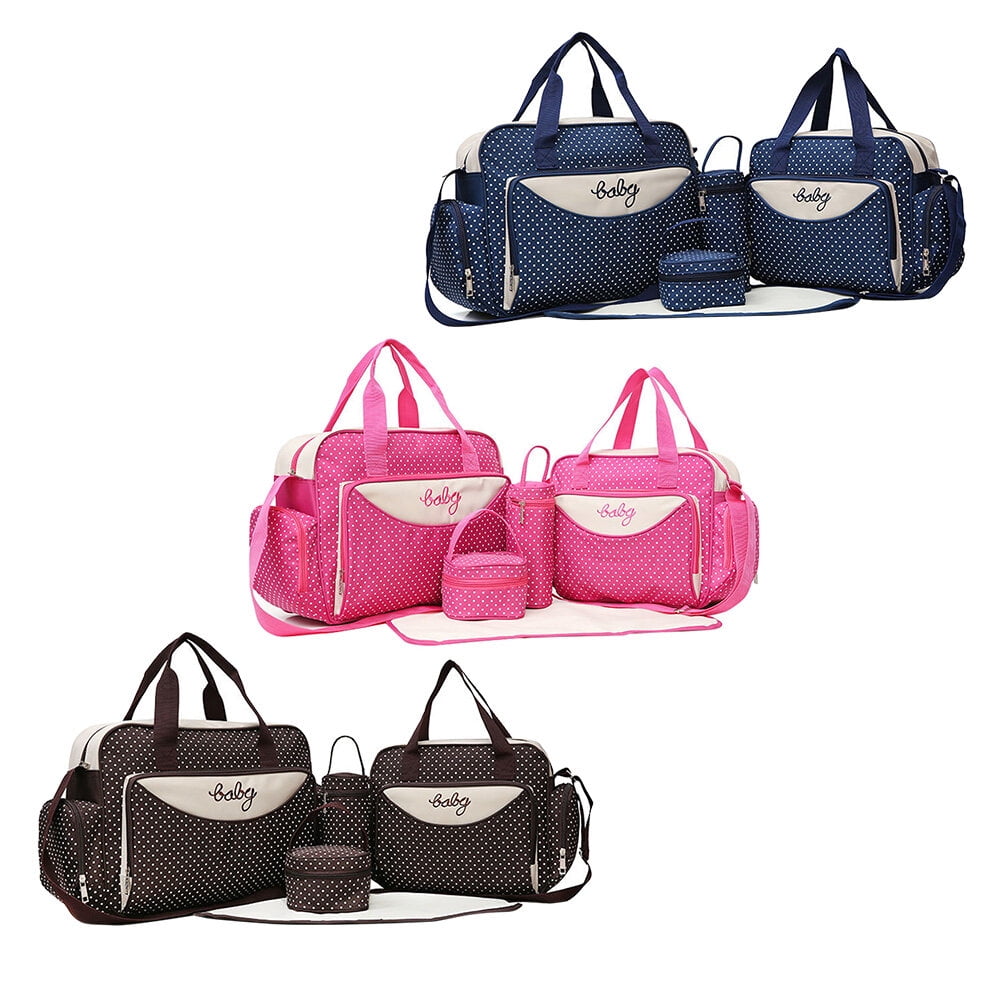 Ounona Multifunctional Large Diaper Bag Tote with 5 Pieces, Multicolor, Spacious and for Baby Care
