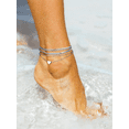 thumbnail image 3 of Silvora 3PCS Layered Anklets for Women Silver Stainless Steel Stackable Flat Snakle Cuban Chain Heart Ankle Bracelet Set Adjustable Foot Chain Beach Boho Jewelry Gifts for Birthday Mothers Day, 3 of 6