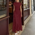 thumbnail image 2 of XIAOCHA Womens Summer Midi Satin Dress Mini Polka Dot Print Neck Cap Sleeve Waist Fitted Asymmetric Hem Party Dresses, 2 of 5