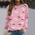 thumbnail image 1 of Bdfzl Mode Automne 2023 Noël Pull Col Rond Imprimé Manches Longues Blouse Confortable Chandail en Molleton Rose m, 1 of 5