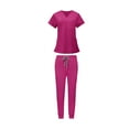 thumbnail image 3 of Conjunto de Uniformes Exfoliantes Yinane Ropa de Trabajo de Enfermera Rosa Claro, 3 of 8