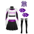 thumbnail image 3 of iiniim Womens Cheer Leader Costumes Set Schoolgirl Cheerleading Cosplay Halloween Party Uniform Purple XL, 3 of 7