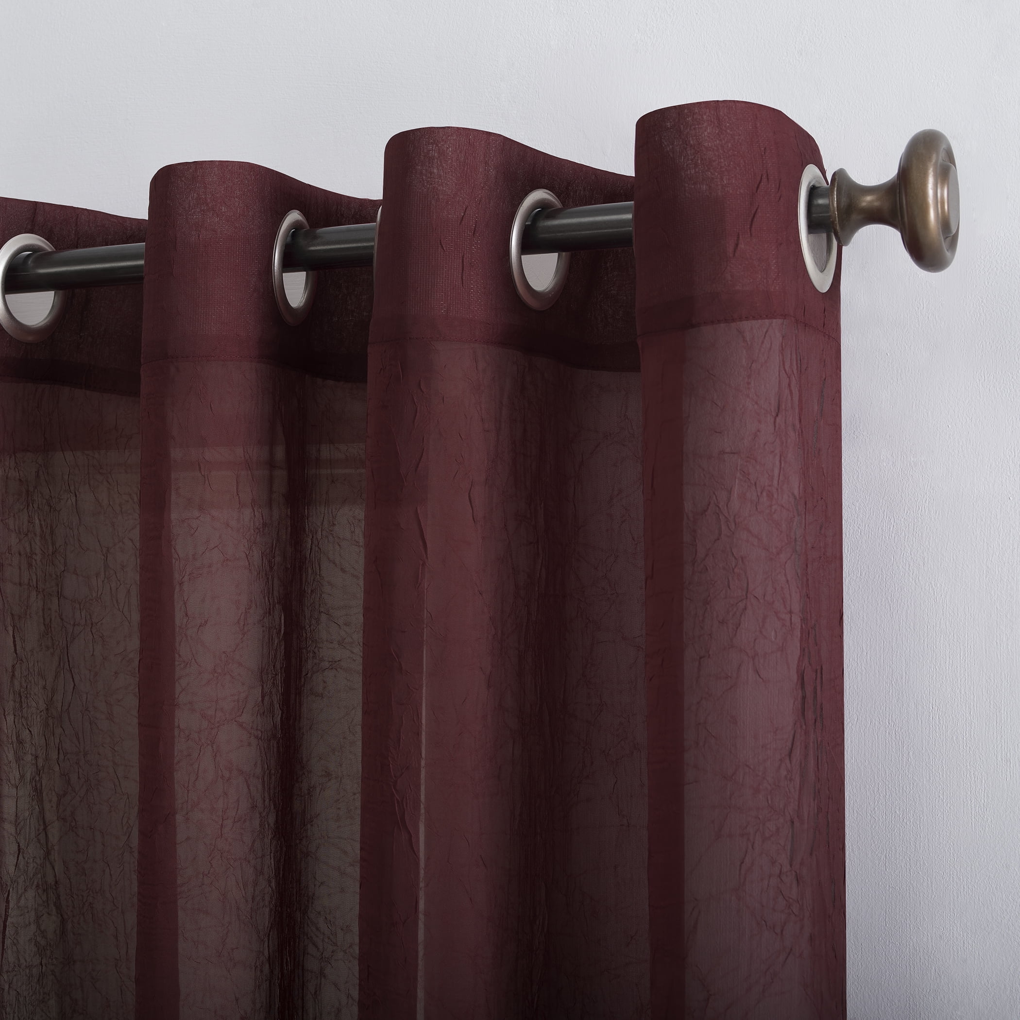 No. 918 Erica Crushed Voile Sheer Grommet Curtain Panel, 51"x84", Burgundy