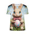 thumbnail image 5 of Tops de Ajuste Suelto para las Mujeres Sudadera Casual Impresa Manga Corta Cuello Redondo Superior, Poliéster, 5 of 5