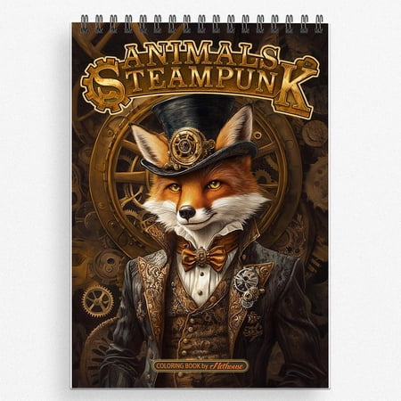 NETHOUSE Animals Steampunk Coloring Book For Adults Relaxation & Stress Relief 30 Coloring Pages of Steampunk Animals Mechanical Creatures Victorian Gear Designs and Fantasy Industrial Art