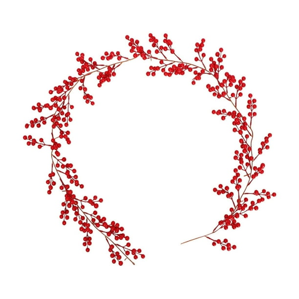 Guirnalda navideña de frutos rojos, tacto real, bayas naturales, bayas artificiales de invierno, decoración para fiestas navideñas, Año Nuevo, 1,8 m