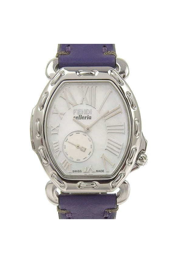 Pre-Owned FENDI Celeria Watch 8400M Stainless Steel x Embossed Leather Quartz Small... (Good)