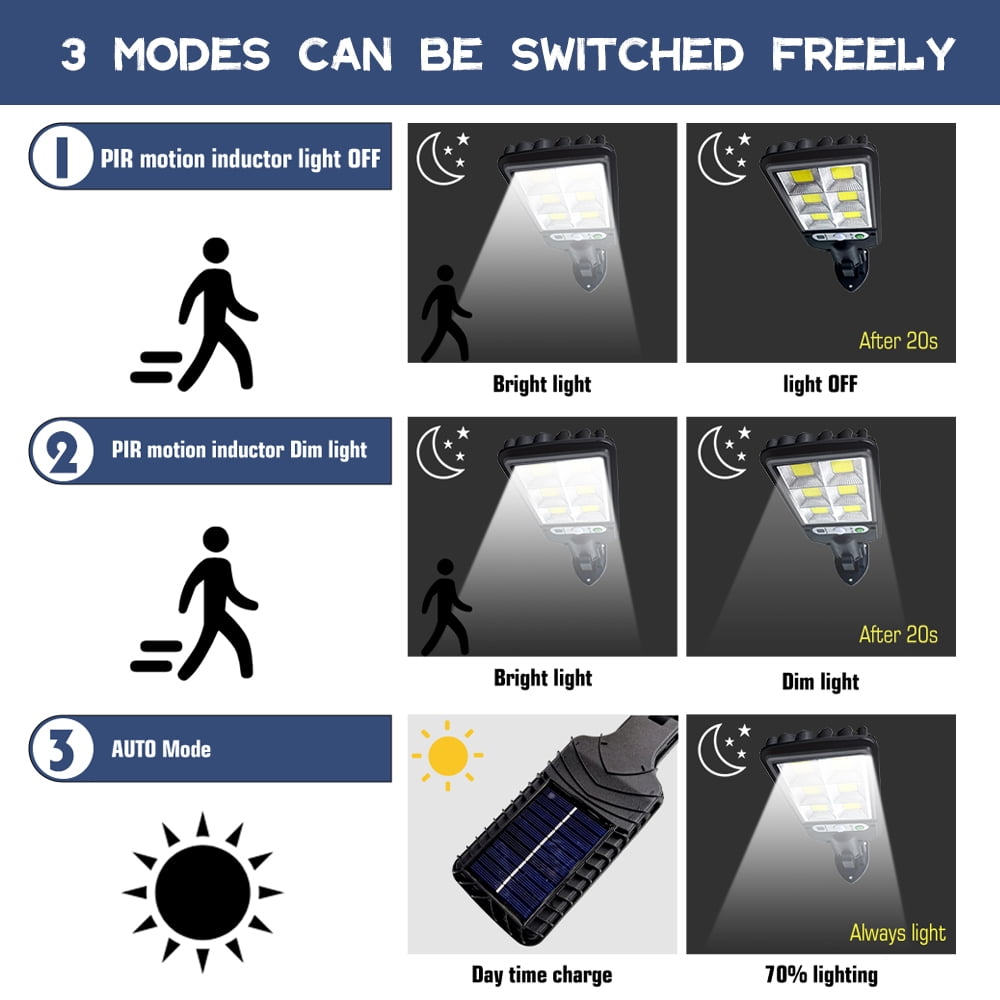 MDHAND 4PCS Solar Street Light, 600W LED Solar Lights Outdoor Street PIR Motion Sensor Outdoor Garden Wall Lamp with Remote Controlfor Park, Garden,Courtyard, Street, Walkway, Deck Waterproof