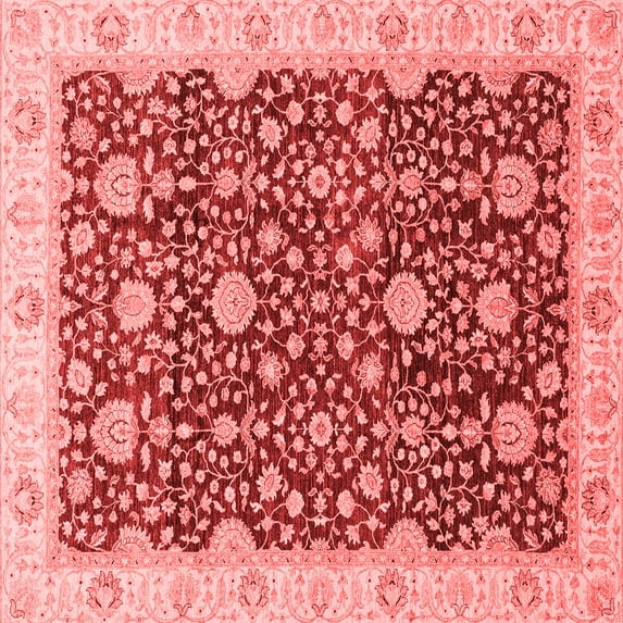 Ahgly Company Machine Washable Indoor Square Oriental Red Traditional Area Rugs, 4' Square
